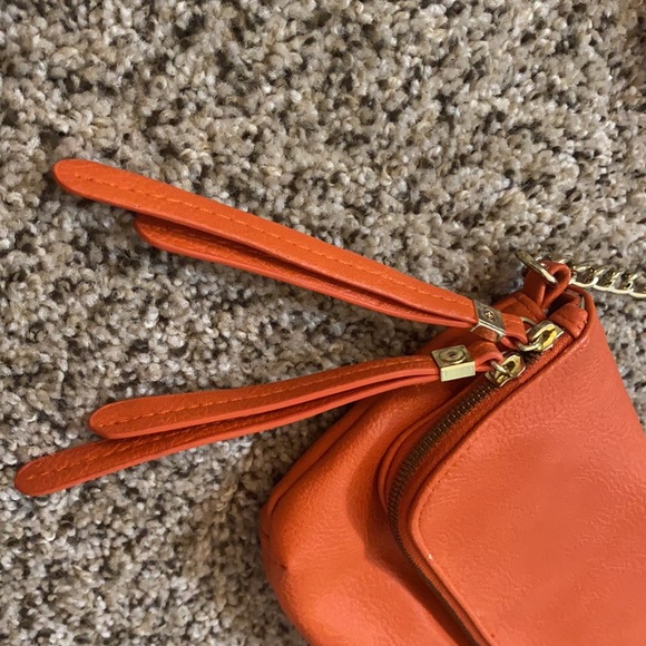 Orange fold over crossbody with gold hardware - gently used - Picture 2 of 11